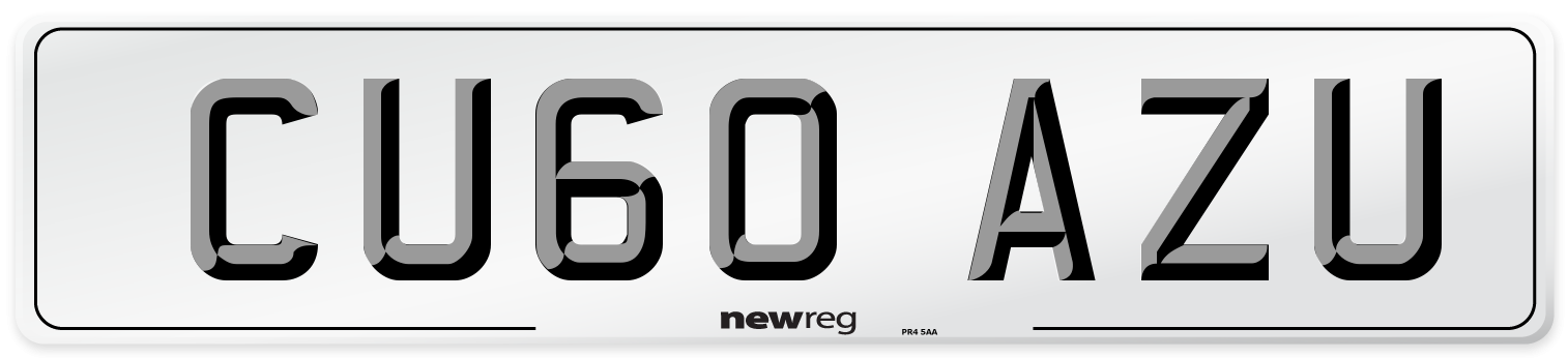 CU60 AZU Number Plate from New Reg